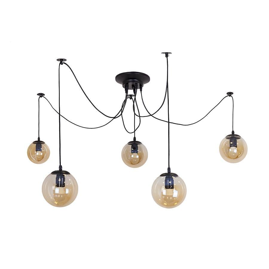 Светильник подвесной паук Lighthouse LS-19447-5 BK/BR плафон коричневый Черный