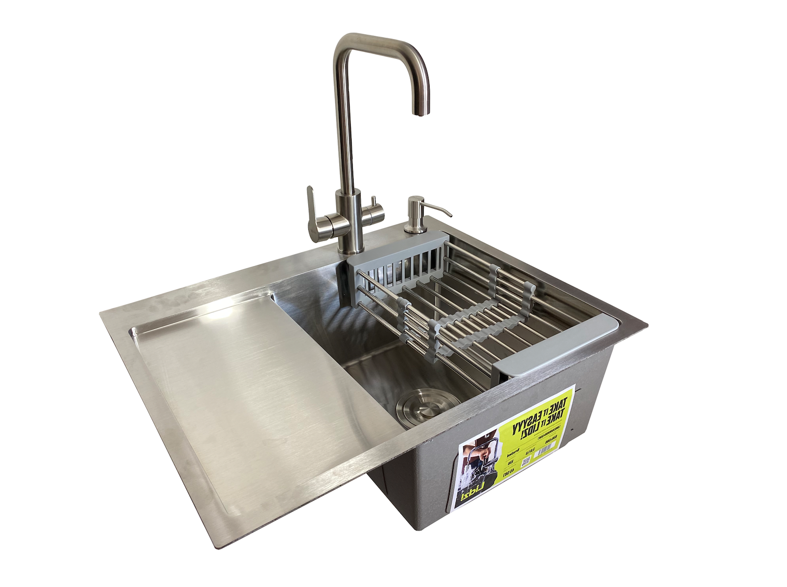 Мийка для кухні Lidz H6350L чаша праворуч/вбудована/змішувач із підключенням до фільтру/дозатор/кошик 3,0/1,0 мм (cfdbf401)