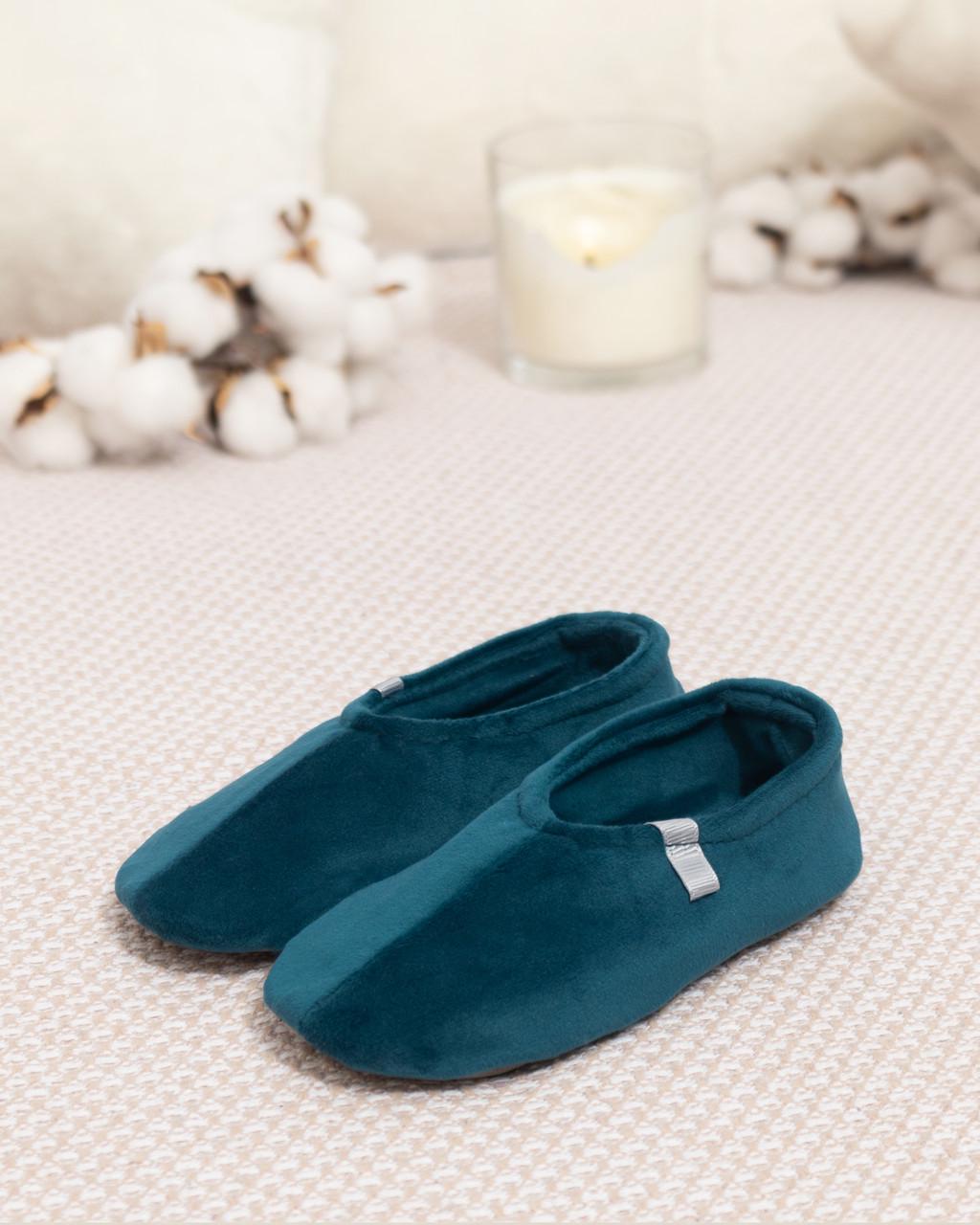 Тапочки-балетки детские домашние велюровые Изумрудный (2074000781)