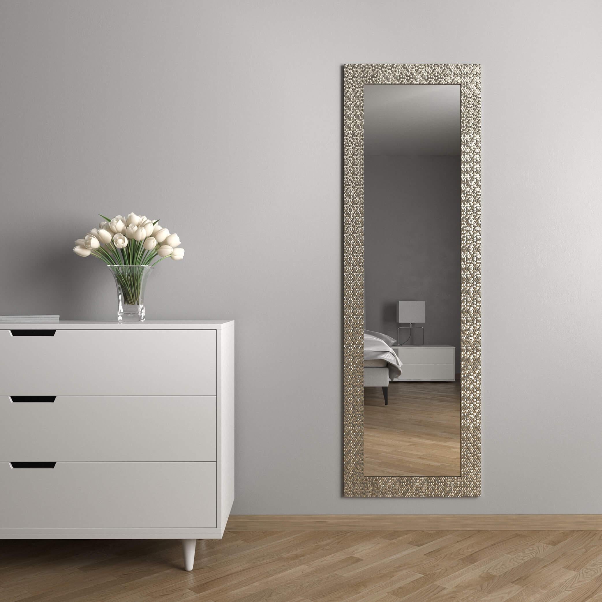 Зеркало настенное Black Mirror в полный рост 186х66 см Серебристый никель (8518А-419)