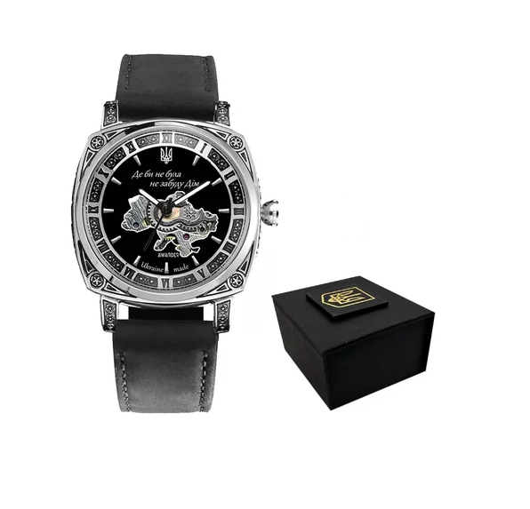 Наручные часы Awarder 021-3D "Де би не була" Silver/Black Leather