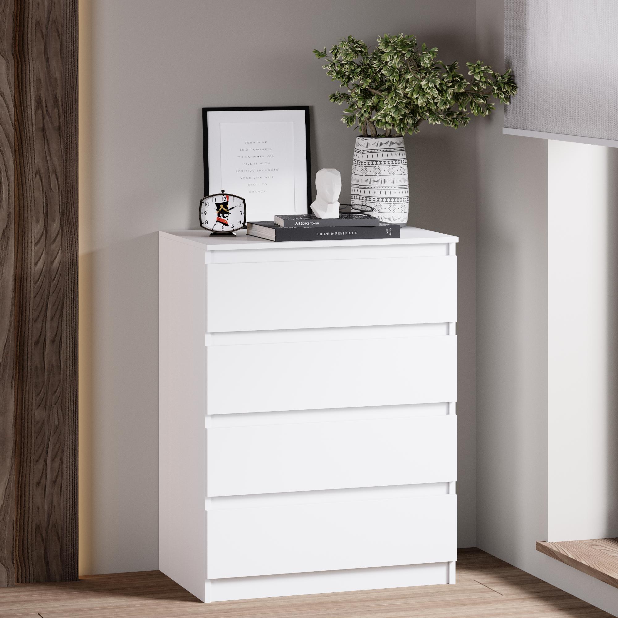 Комод на 4 ящика без ручек Line KF4 700x450x1035 мм Белый - фото 1 Комод на 4 ящика без ручек Line KF4 700x450x1035 мм Белый - фото 1