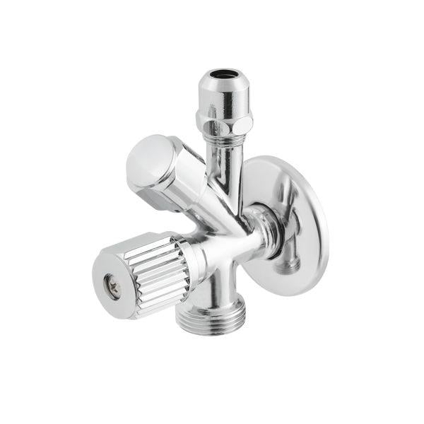Кран приладовий кутовий Raftec 1/2'x3/8'x3/4' Silver (VYU0100502)