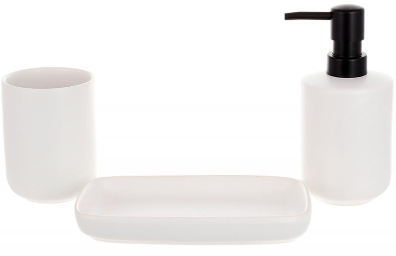 Набор аксессуаров Bright для ванной керамика 3 пр. Бело-черный Набор аксессуаров Bright для ванной керамика 3 пр. Бело-черный