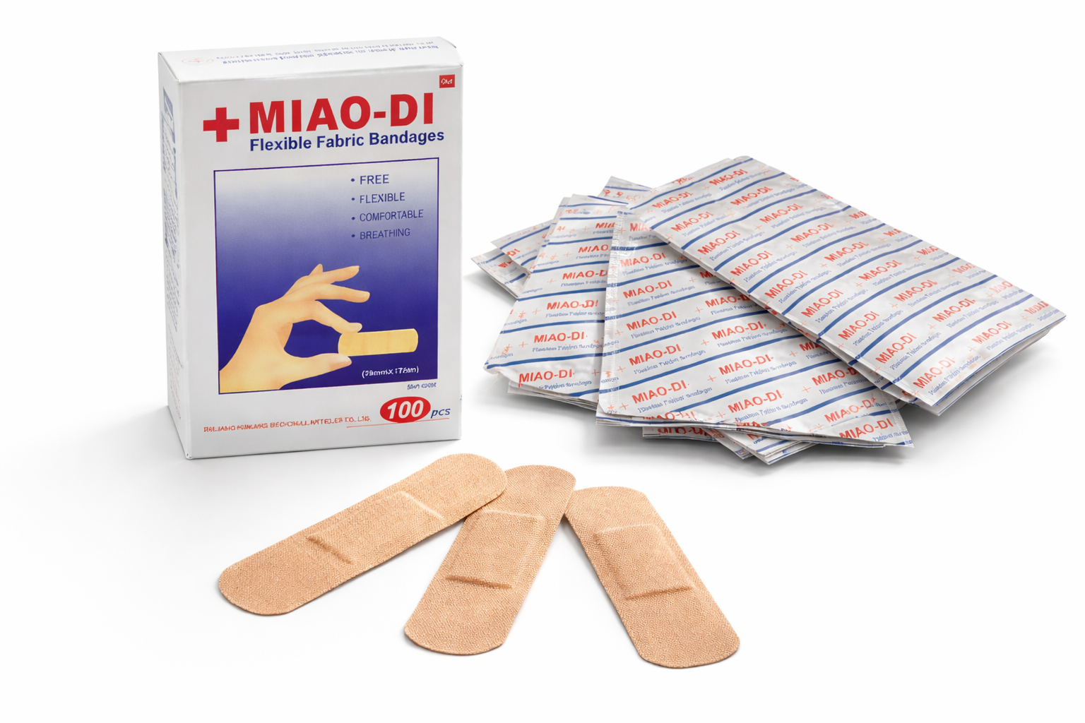 Пластырь бактерицидный MIAO-DI 7х1,8 см 100 шт. (7446)