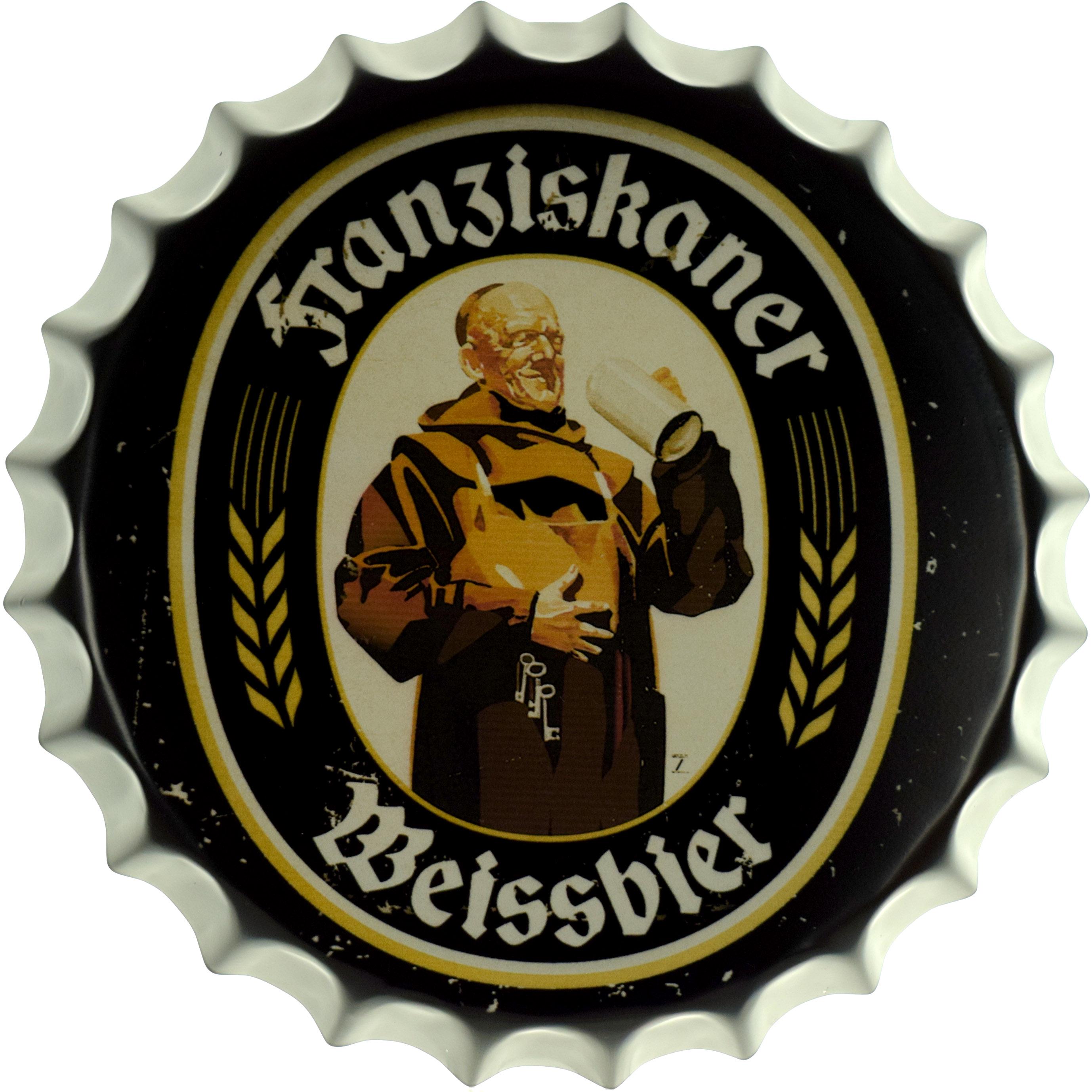 Табличка металлическая Franziskaner Weissbier крышка 35 см