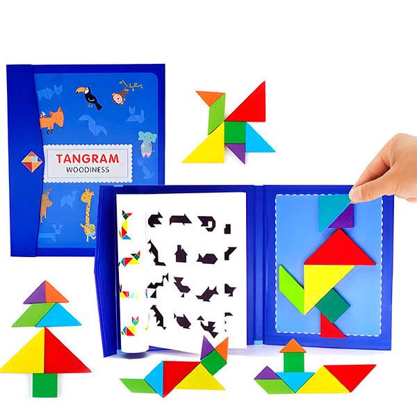 Магнітний деревʼяний танграм у папці із завданнями 7 фігур від 3 років (82453644) - фото 2