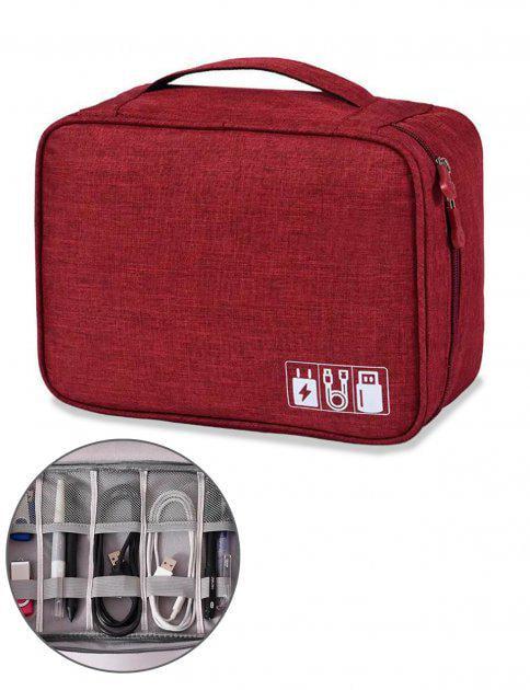Дорожный органайзер для кабелей и зарядных устройств 24,5х18х10 см Красный (ОД-110-1) - фото 4
