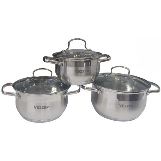 Набор кастрюль Vezzer с 5-слойным дном (VZ12141R-6) - фото 1
