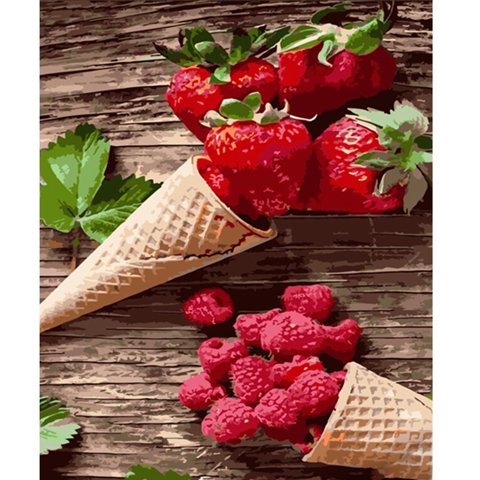 Картина за номерами Strateg Преміум Ягідне морозиво 40х50 см (HH026)