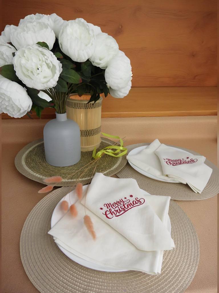 Салфетка с вышивкой Merry Christmas 6 шт. Белый (30100482) - фото 7 Салфетка с вышивкой Merry Christmas 6 шт. Белый (30100482) - фото 7