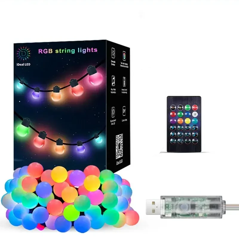 Гірлянда розумна Матові кульки з пультом керування та управлінням з телефона Bluetooth USB 10 м Різнокольоровий (SFK-03)