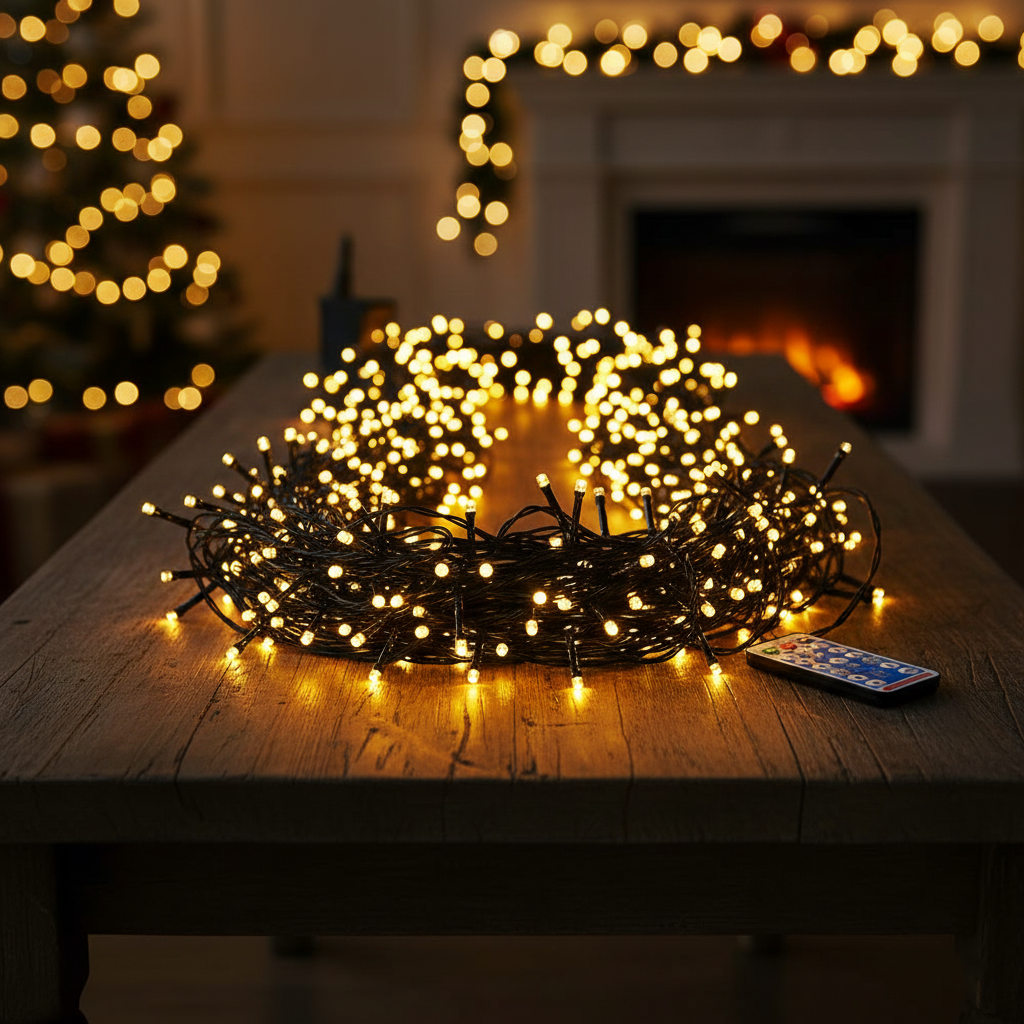 Гирлянда Нить уличная 500 LED на солнечной батарее 50 м Черный/Желтый (SB500L50MBY)