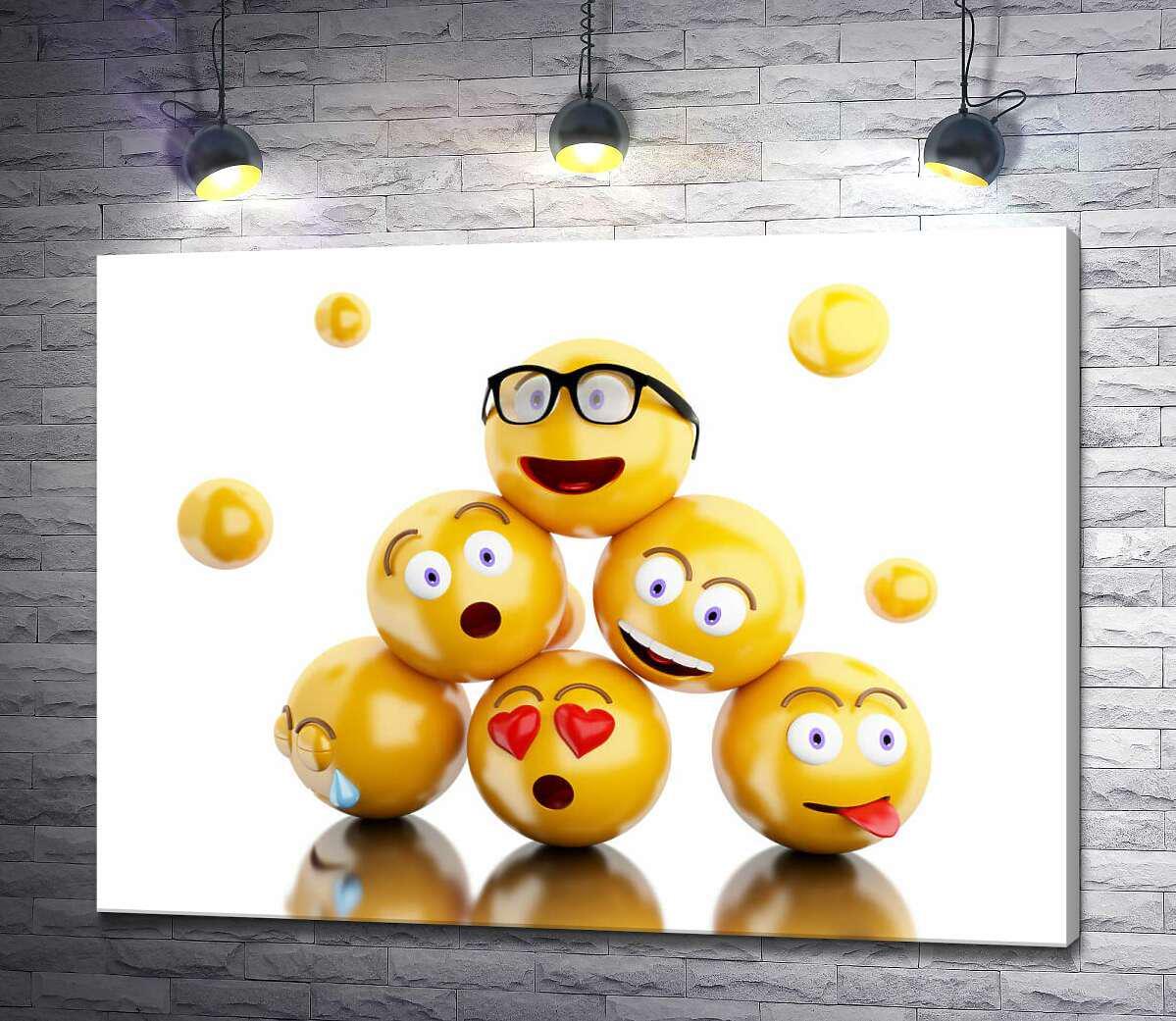 Картина ArtPoster Яркие эмоции желтых эмодзи 100x75 см Модуль №1 (003276)