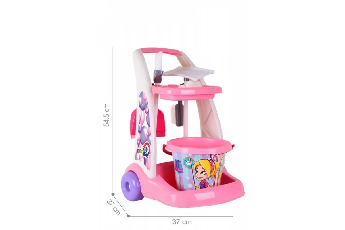 Дитячий ігровий набір ТехноК Набір для прибирання на візку з пластику 54,5х37х37 см Рожевий (150-98-TH6429) - фото 3 Дитячий ігровий набір ТехноК Набір для прибирання на візку з пластику 54,5х37х37 см Рожевий (150-98-TH6429) - фото 3