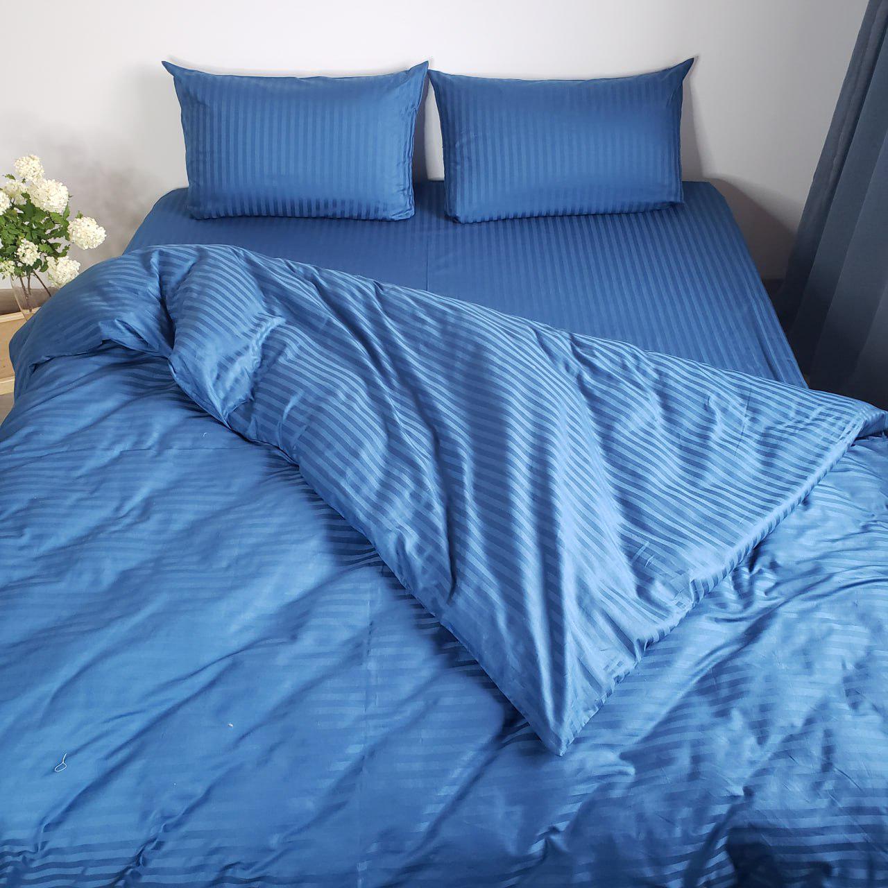 Комплект постельного белья Страйп Сатин Люкс Двуспальный 70x70 см (000638)