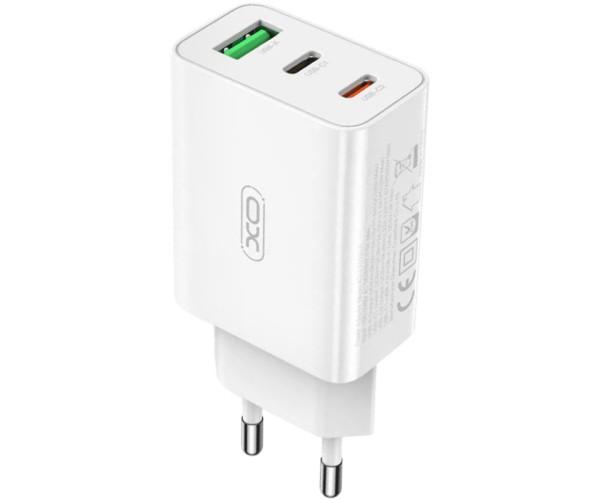 Устройство зарядное сетевое XO L101 без кабеля 1USB/2Type-C QC3.0 20W White