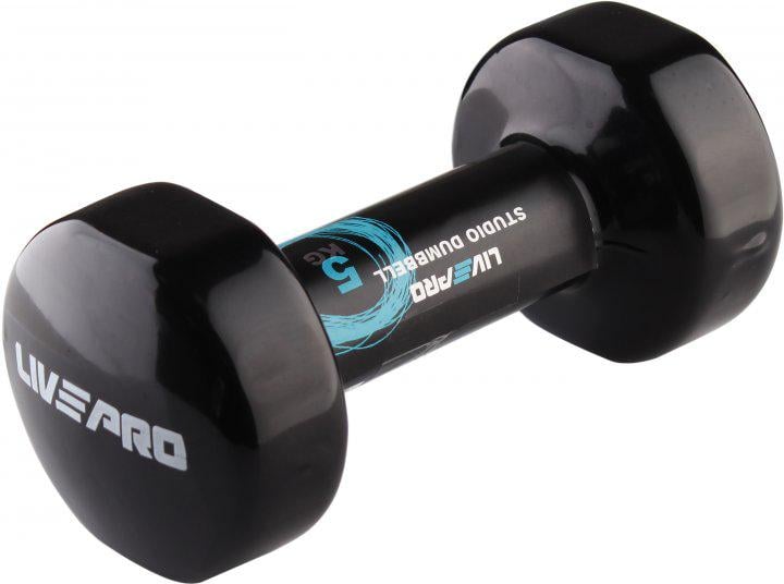 Гантель вініловий LivePro Studio Dumbbell 5 кг Чорний (LP8076-5) - фото 1