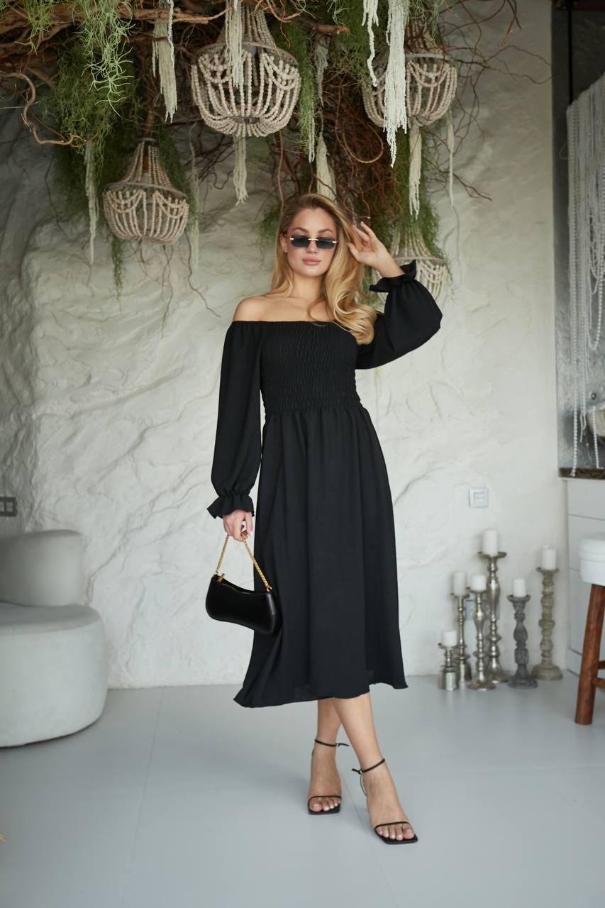 Платье женское креп-жатка р. 42-46 Черный (Г1467-237/Д) - фото 9