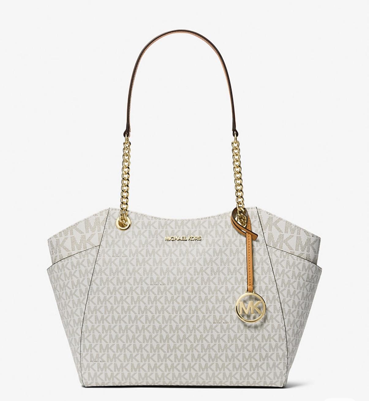 Сумка Michael Kors Jet Set Large Signature Logo Shoulder Bag Vanilla Rad Orange (34580882)