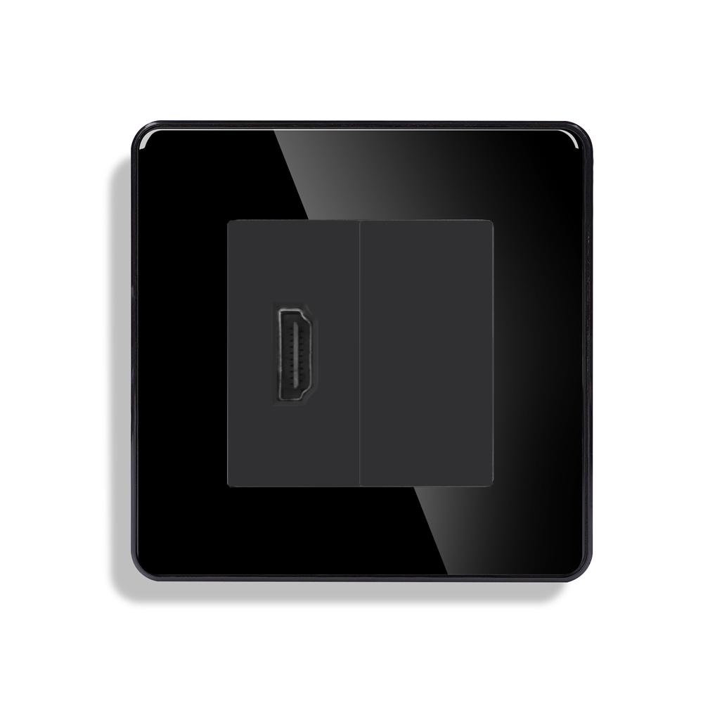 Розетка для телевизора ELIOS HDMI настенная дизайнерская стеклянная рамка Черный (TW-HDMIBLK-BK)