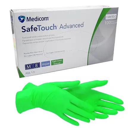 Рукавички нітрилові SafeTouch Medicom Green M 100 шт. Зелене яблуко