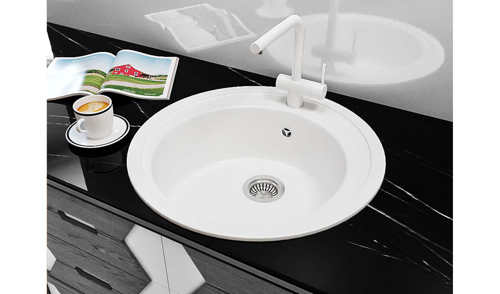 Кухонна мийка Lexona Blansh гранітна з краном Білий - фото 4