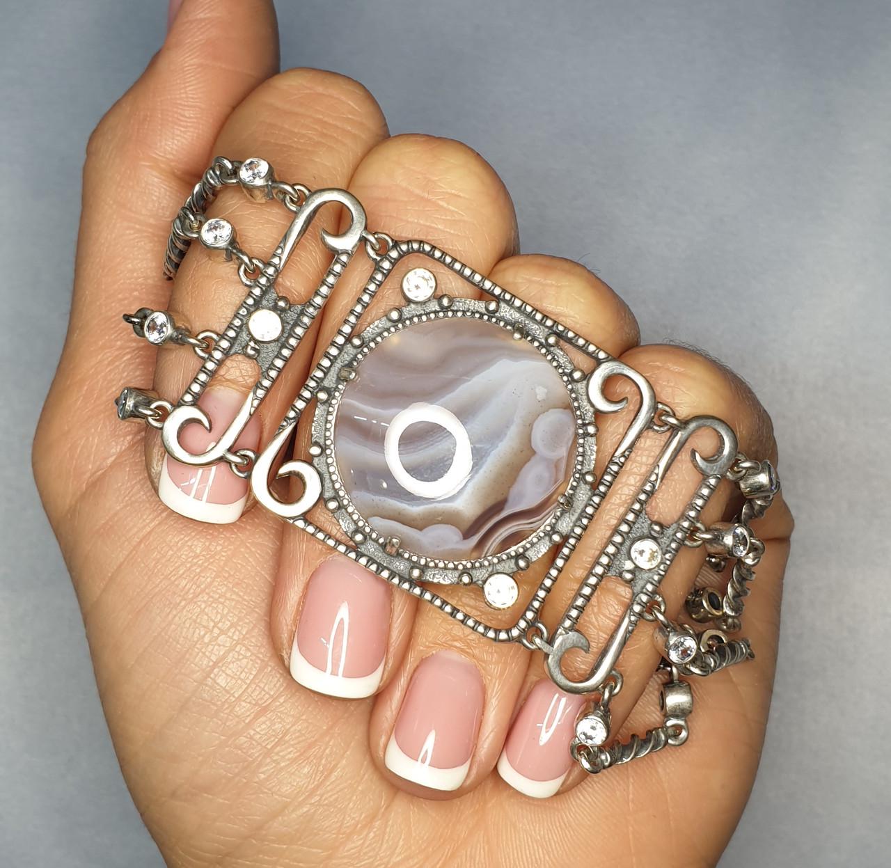 Браслет серебряный с агатом Ботсвана р. 19,5 34,56 г Браслет серебряный с агатом Ботсвана р. 19,5 34,56 г