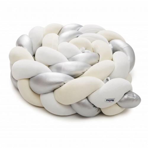 Защитный бампер для детской кроватки Twins Косичка 3-х прядная 200 см Серебристый