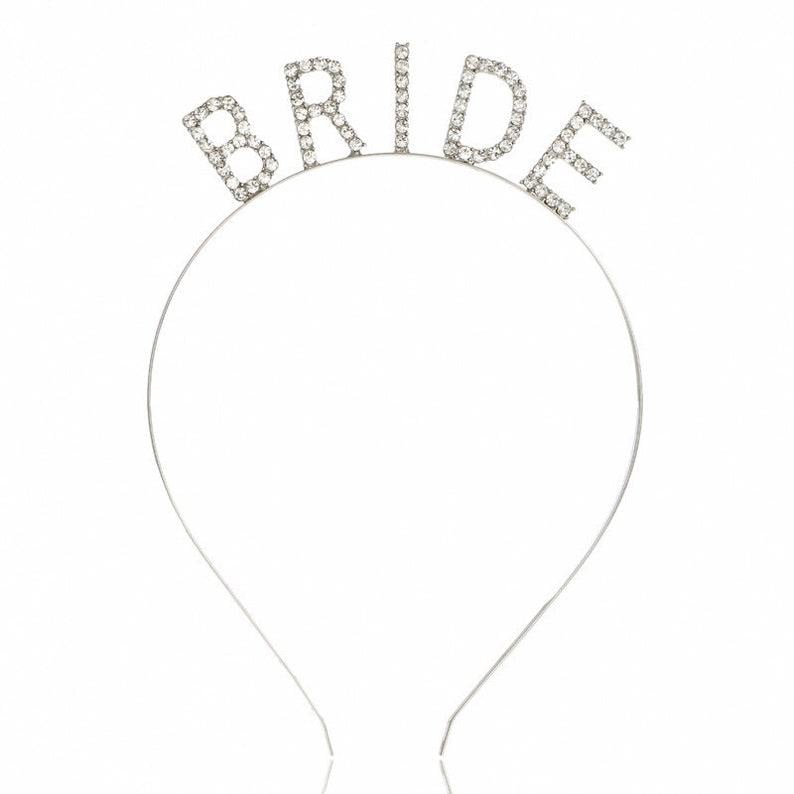 Обруч для нареченої на дівич-вечір Bride зі стразами Срібний (39)