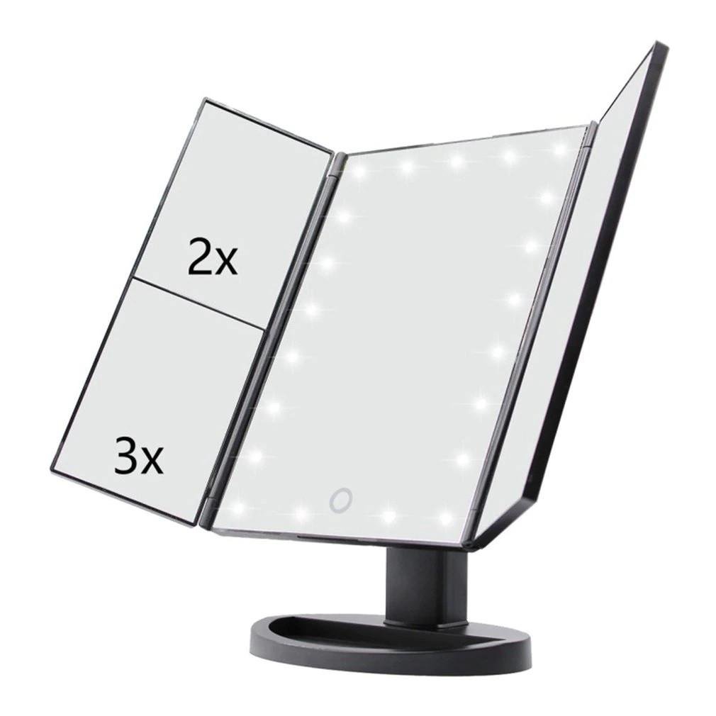 Дзеркало косметичне RIAS Magnifying Mirror настільне з LED підсвічуванням трьохстулкове (2_006860) - фото 2