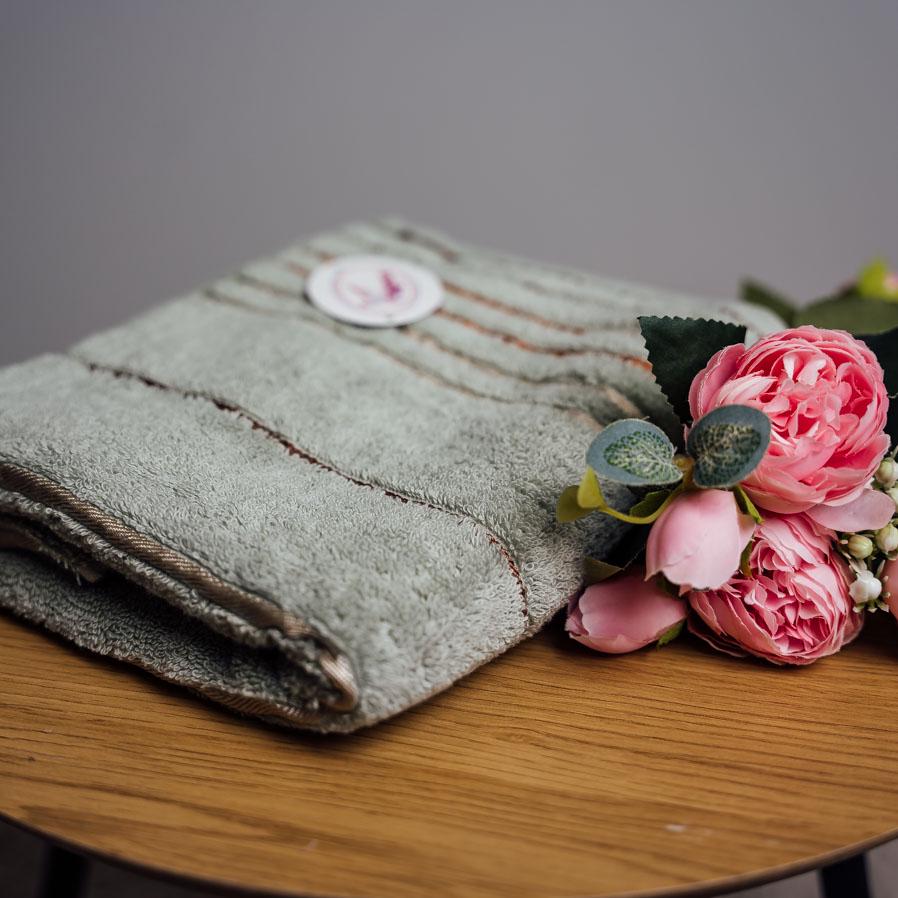 Полотенце для лица Линии стиля 100х50 см Серый/Оливковый (87717)