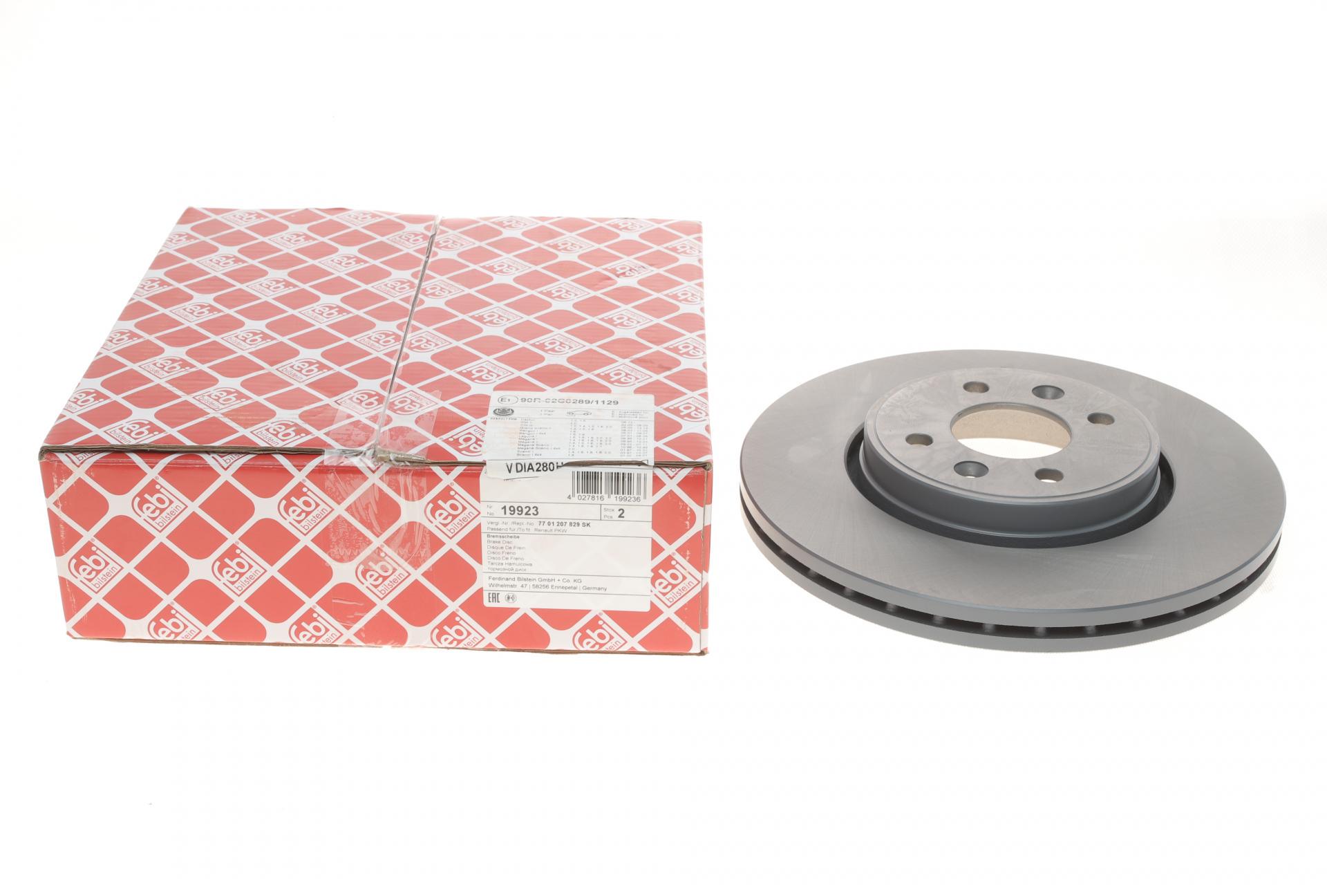 Диск тормозной передний FEBI BILSTEIN для Renault Kangoo 1.9 dCI 97-4x4 280x24 мм (19923)