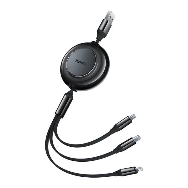 Кабель BASEUS Bright Mirror 2 Series 3в1 CAMJ010001 с USB на Lightning Micro USB Type-C 3.5A 1,1 м Black (567504)