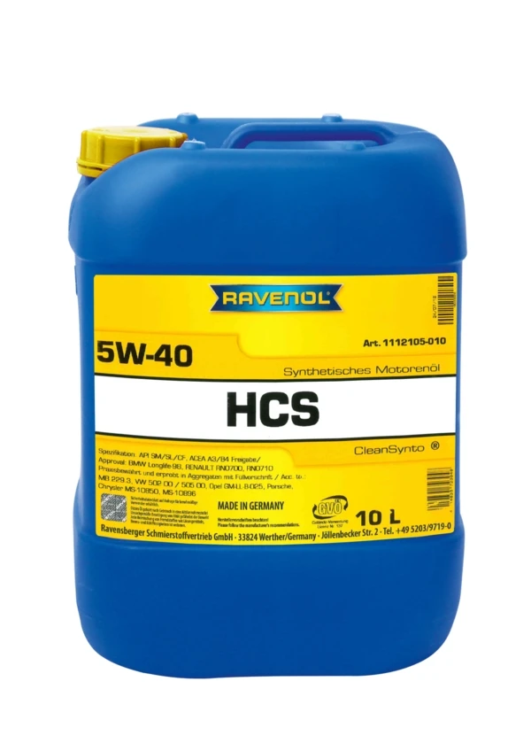 Моторное масло RAVENOL HCS 5W-40 синтетика 10 л (1112105-010)