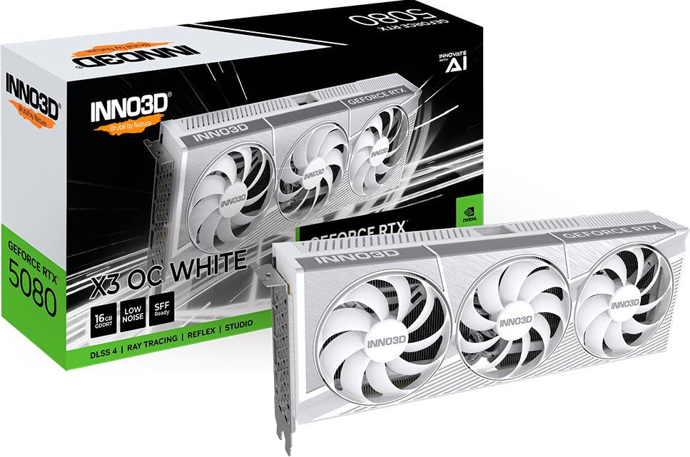 Відеокарта Inno3D NVIDIAGeForce RTX 5080 X3 OC White 16 Гб GDDR7 256bit 30000 МГц (N50803-16D7X-17605211) - фото 2 Відеокарта Inno3D NVIDIAGeForce RTX 5080 X3 OC White 16 Гб GDDR7 256bit 30000 МГц (N50803-16D7X-17605211) - фото 2