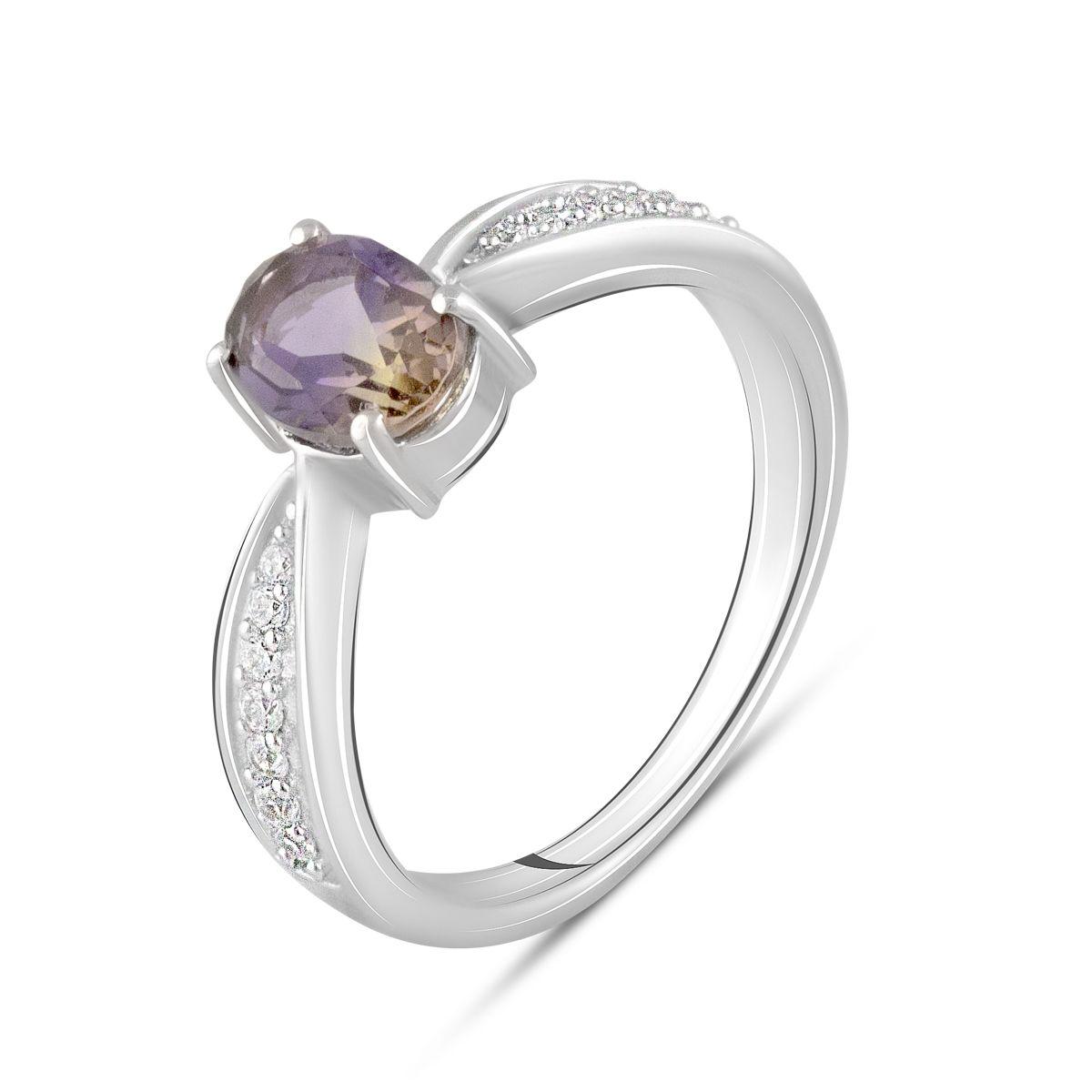 Кольцо серебряное с аметрином nano 1,088 ct 3,5 г р. 18,5 (2103585)