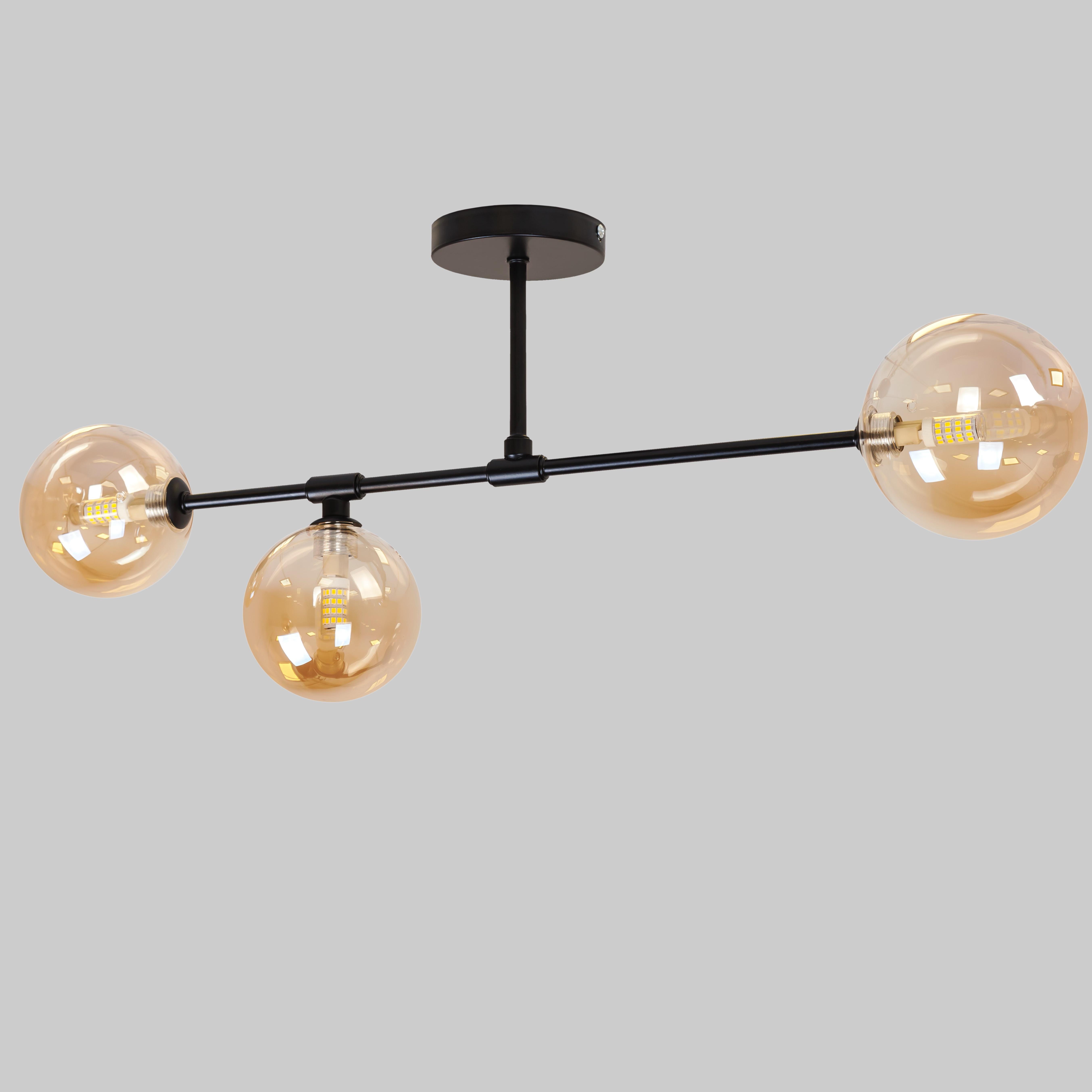 Люстра Трио сфер на 3 лампы Черный (61-X1210F-3 BK+BR 100)