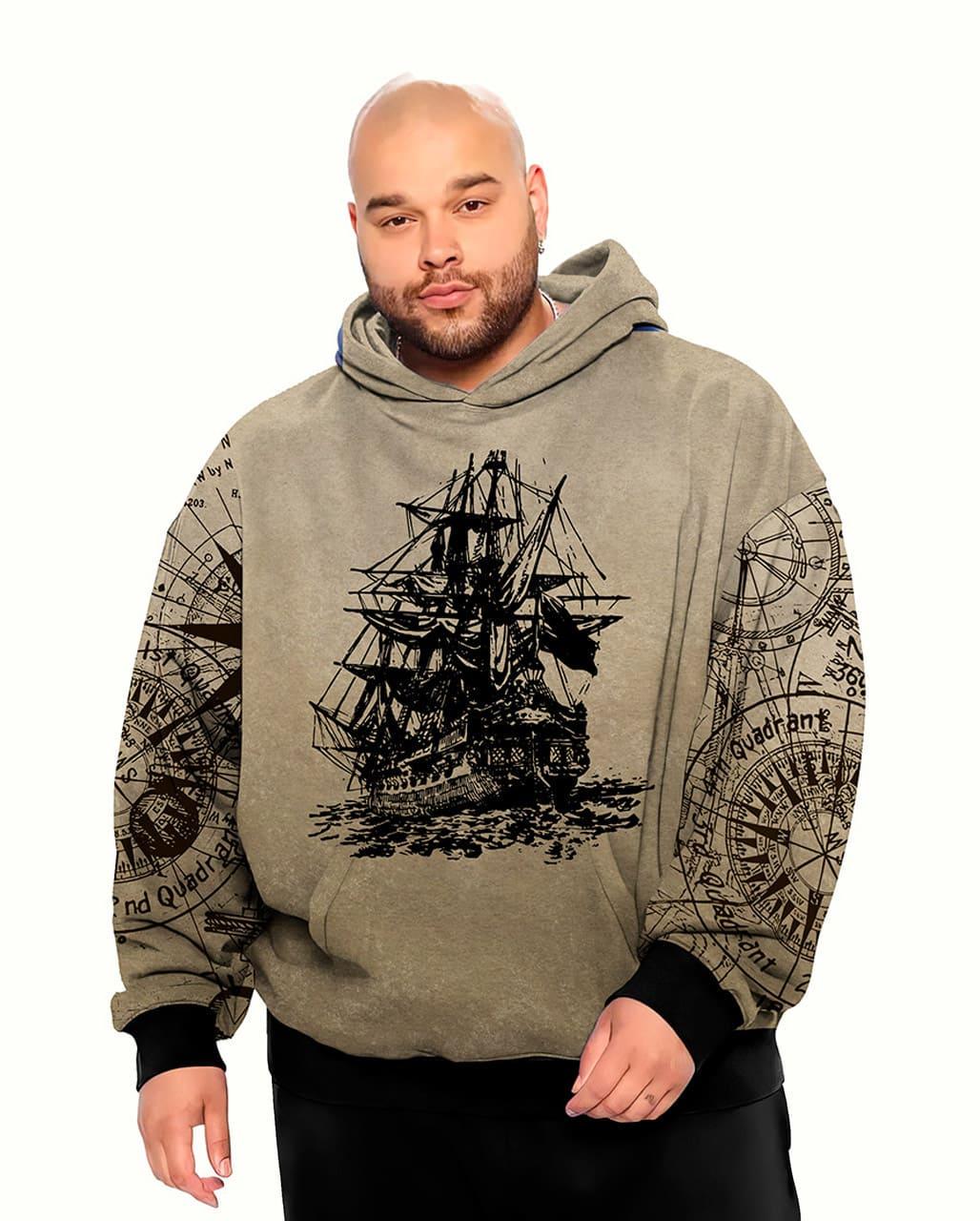 Худі чоловіче Корабель батал 6XL Коричневий (11176) - фото 1 Худі чоловіче Корабель батал 6XL Коричневий (11176) - фото 1