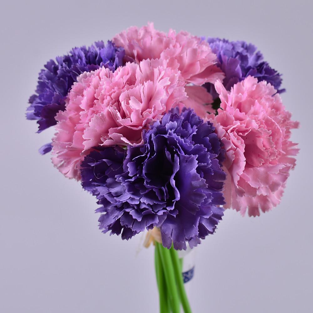 Искусственные цветы Букет гвоздики вязкой Фиолетово-розовый (1347-3)