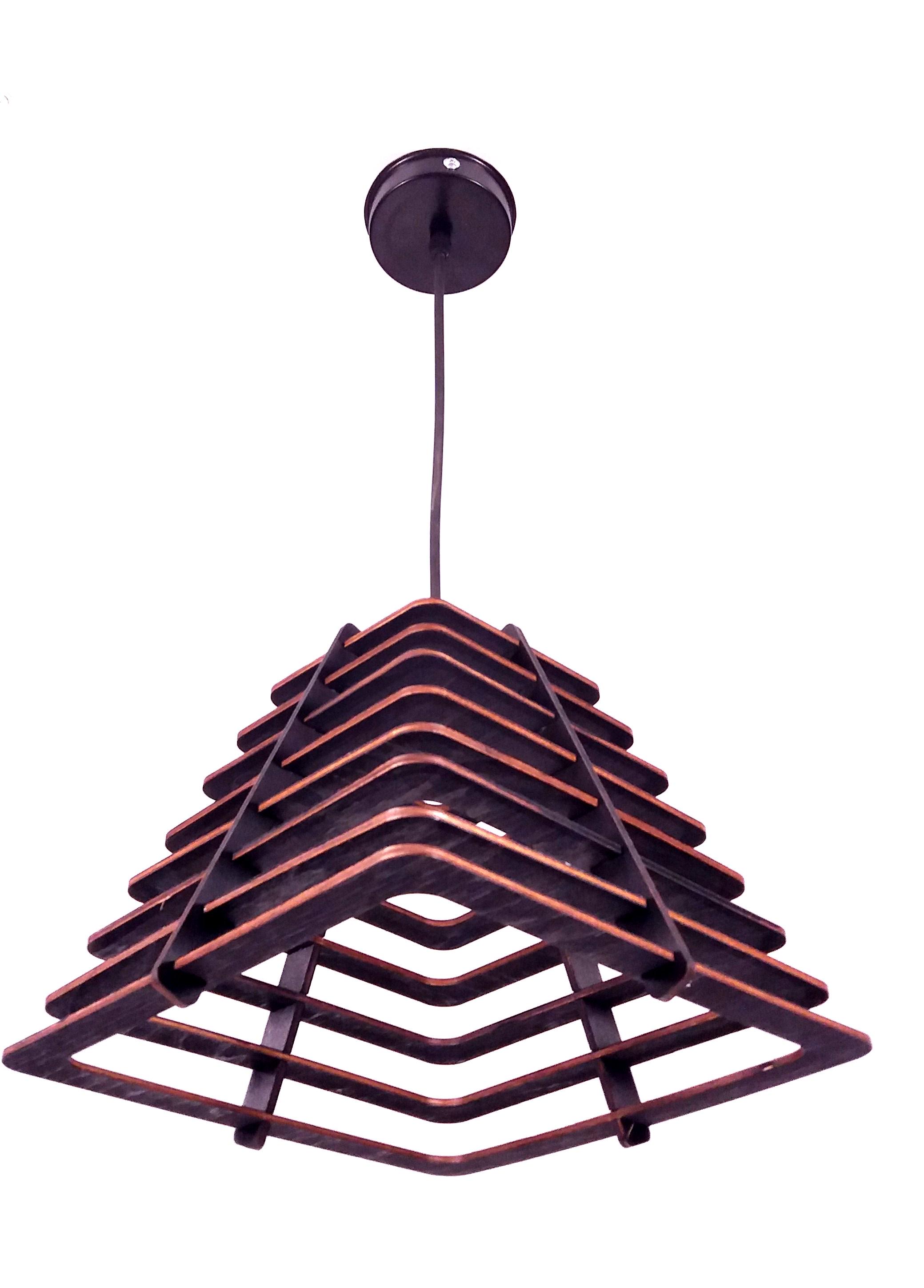 Люстра деревянная Подвес Конус квадрат Черный