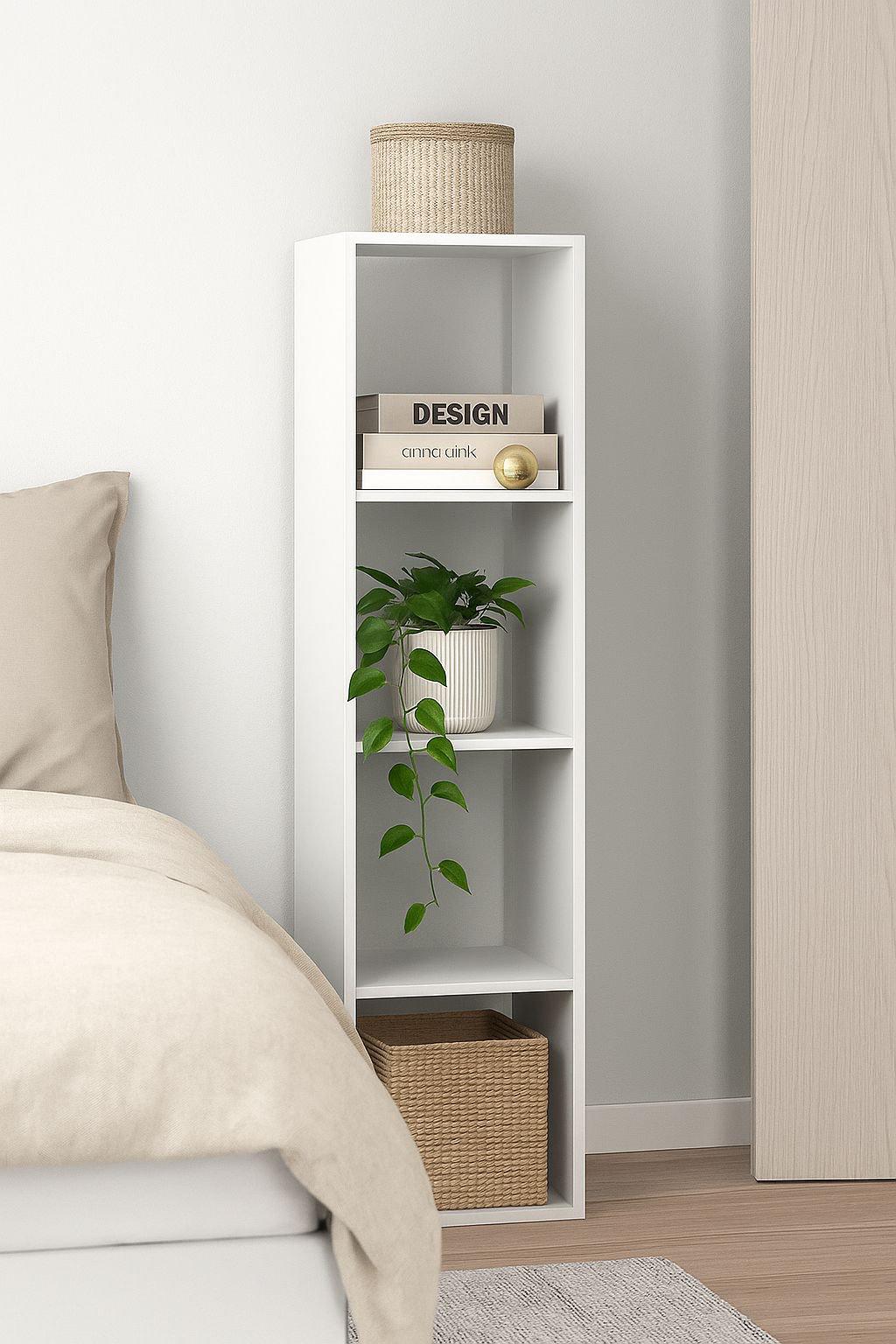 Стелаж настінно-підлоговий модульний MEBLIBUD KUB 4 секції Білий - фото 2 Стелаж настінно-підлоговий модульний MEBLIBUD KUB 4 секції Білий - фото 2