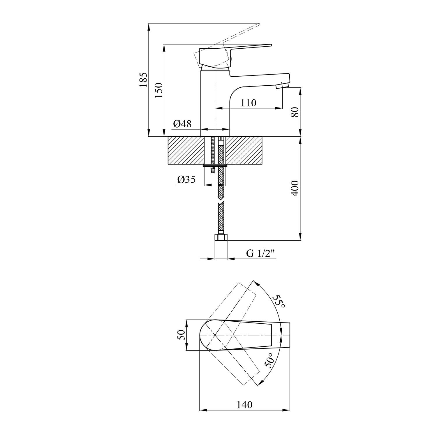 Смеситель для раковины Kroner KRP Enzo C010 (23601) - фото 2 Смеситель для раковины Kroner KRP Enzo C010 (23601) - фото 2