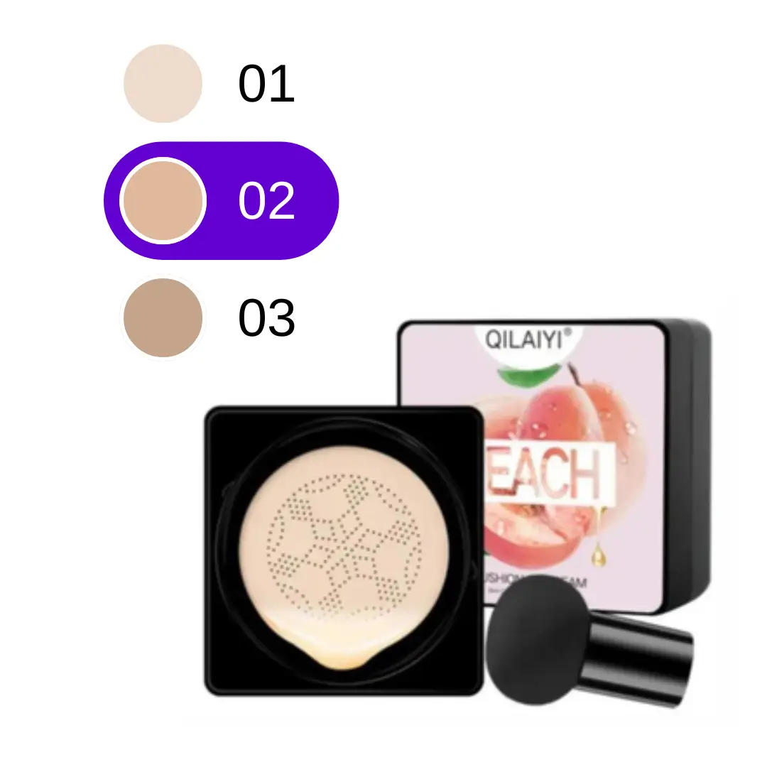 Кушон для обличчя Qilaiyi Peach Cushion CC Cream 02-Бежевий натуральний 20 мл (27303397) - фото 2 Кушон для обличчя Qilaiyi Peach Cushion CC Cream 02-Бежевий натуральний 20 мл (27303397) - фото 2