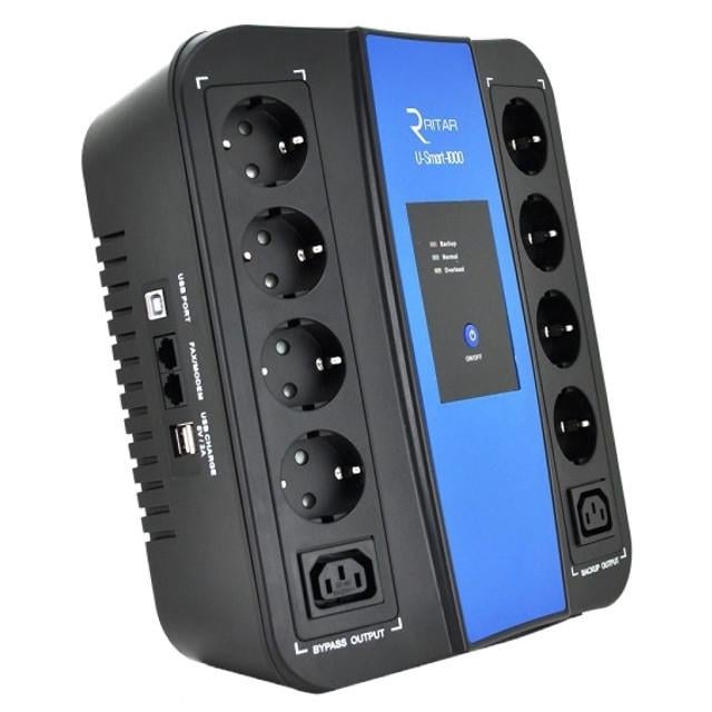 Джерело безперебійного живлення Ritar U-Smart-1000 600 Вт AVR 8xSCHUKO RJ45