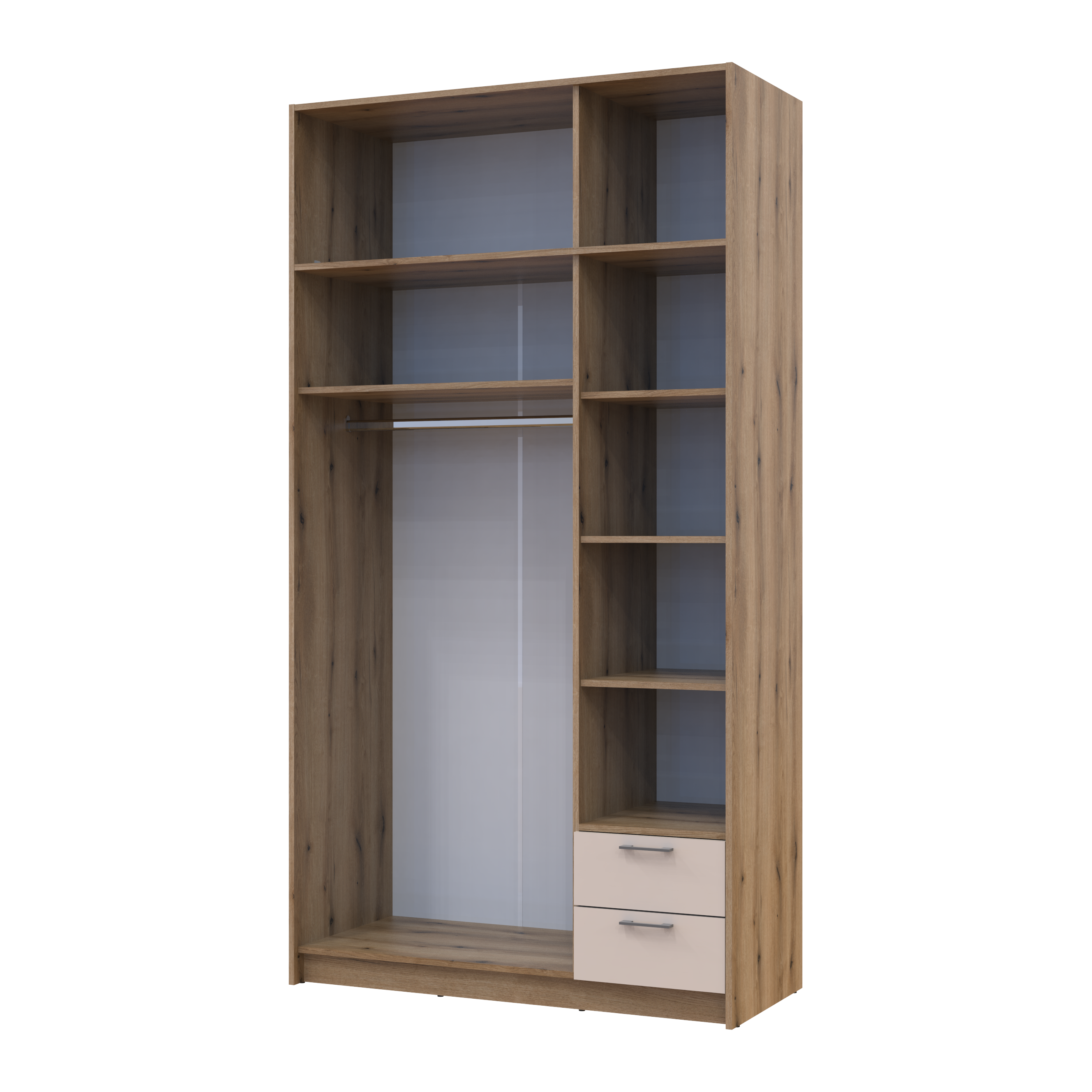 Шафа для одягу Ронді з антресолею 3 ДСП 121х52х236 см Дуб Артізан/Кашемір (80737819) - фото 3 Шафа для одягу Ронді з антресолею 3 ДСП 121х52х236 см Дуб Артізан/Кашемір (80737819) - фото 3