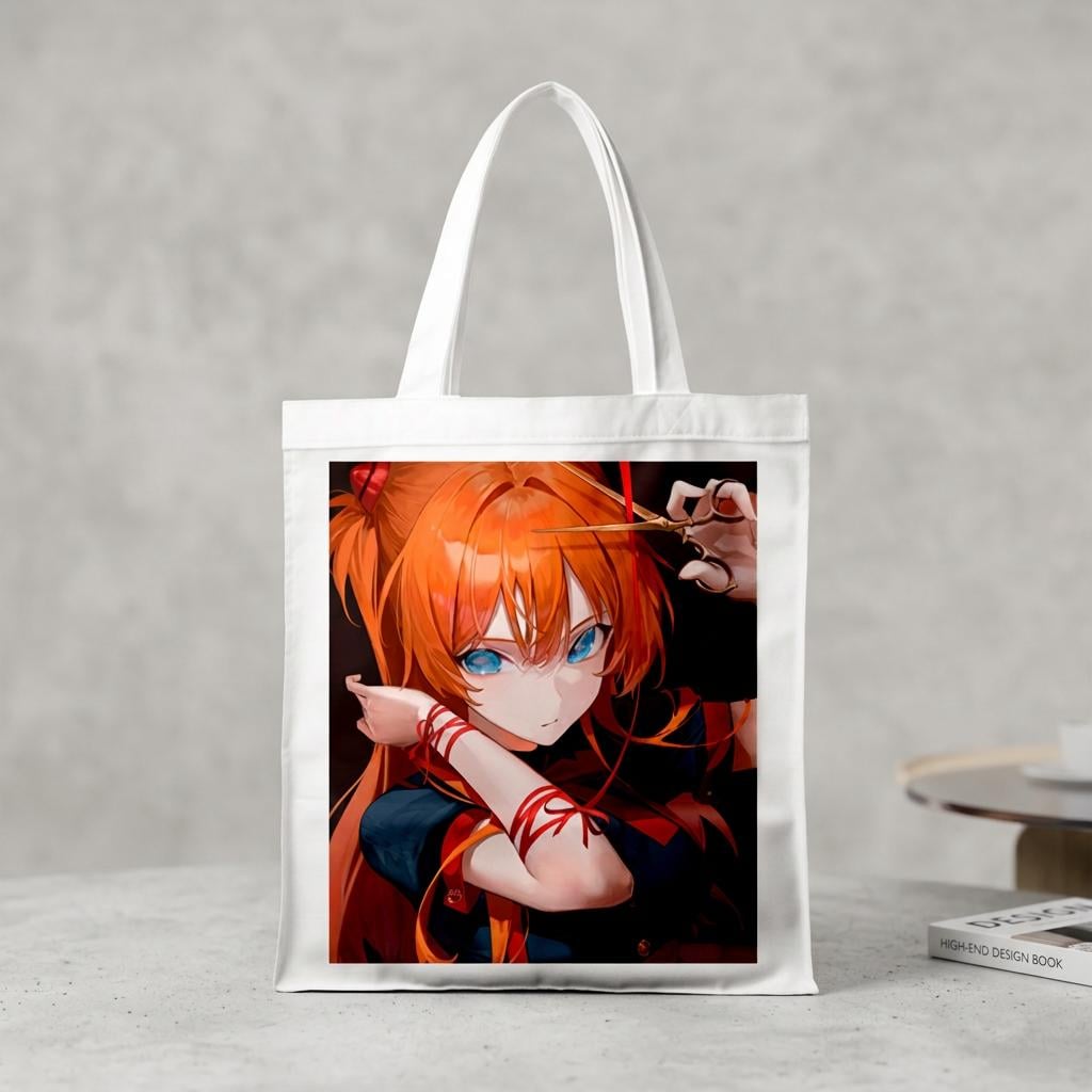 Сумка-шопер Evangelion Аска из льна Белый (6715)