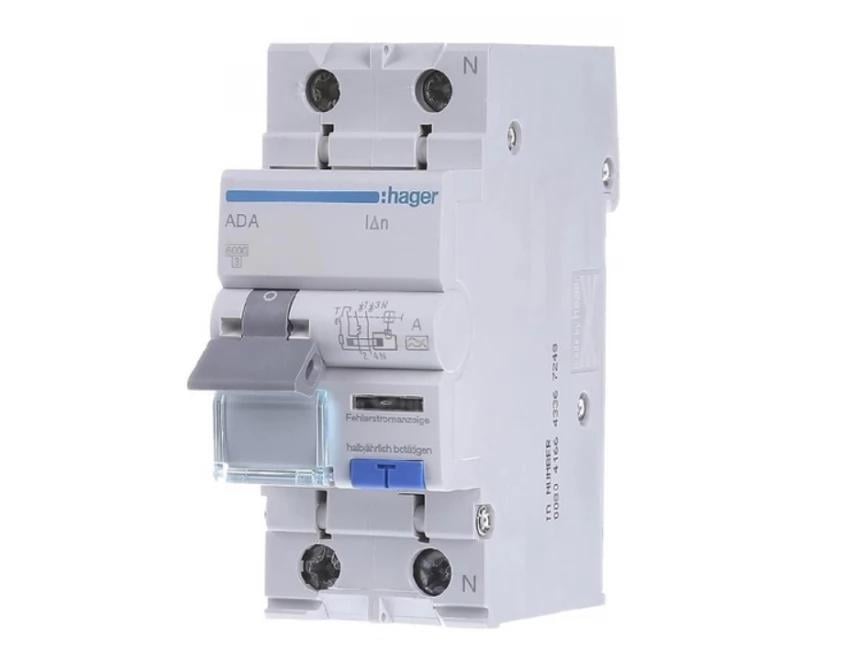 Выключатель дифференциальный автоматический Hager ADA932D 1P+N 6kA B-32A 30mA тип A (00000045916)