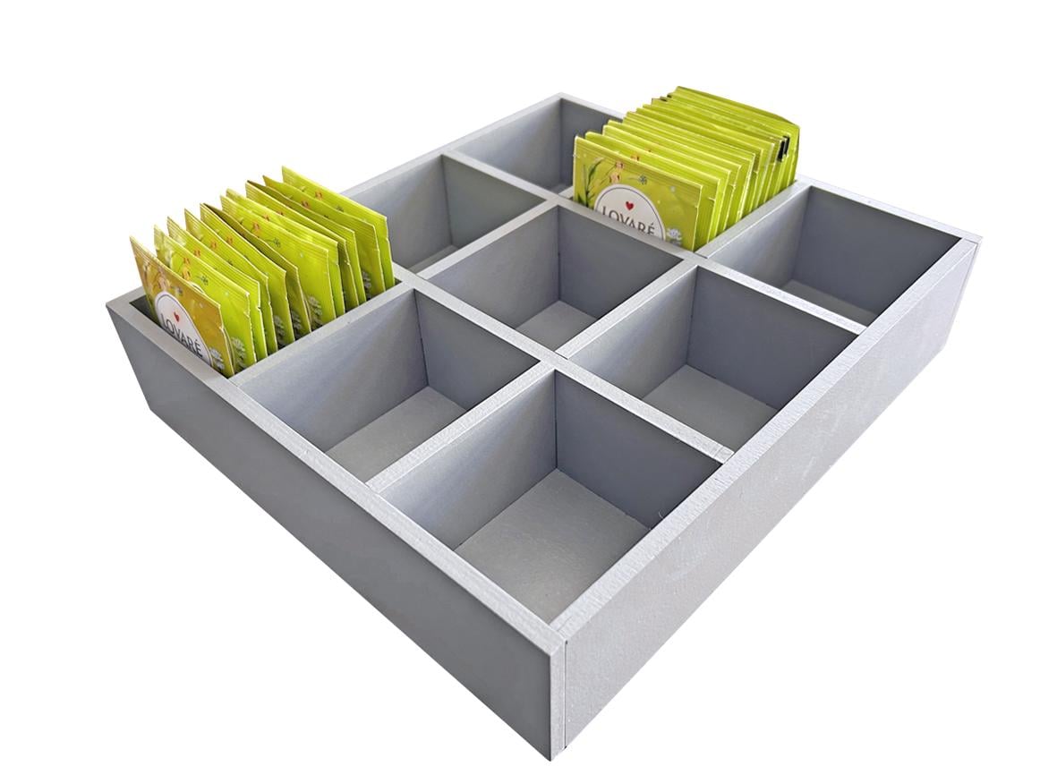 Барный органайзер для пакетиков чая на 9 секций МДФ 26х23х6 см Grey (БАР 006)