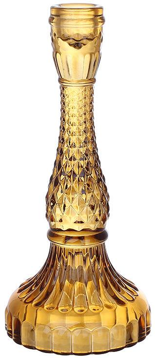Подсвечник стеклянный Crystal Glass 22 см Янтарный